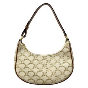 Celine Triomphe Canvas Ava Bag Shoulder Bag Cream Beige Brown Triomphe Canvas